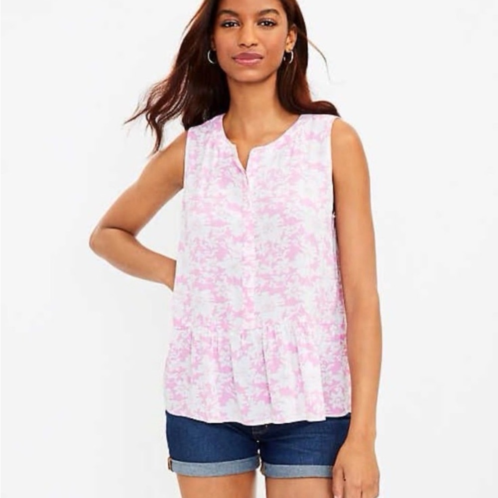 Loft Pink Peplum Top Sleeveless Women's Top